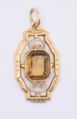 ANTIQUE GOLD & YELLOW PASTE PENDANT