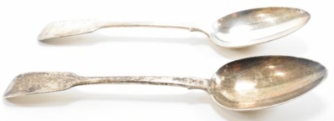 TWO VICTORIAN SILVER HALLMARKED FIDDLE PATTERN SPOONS