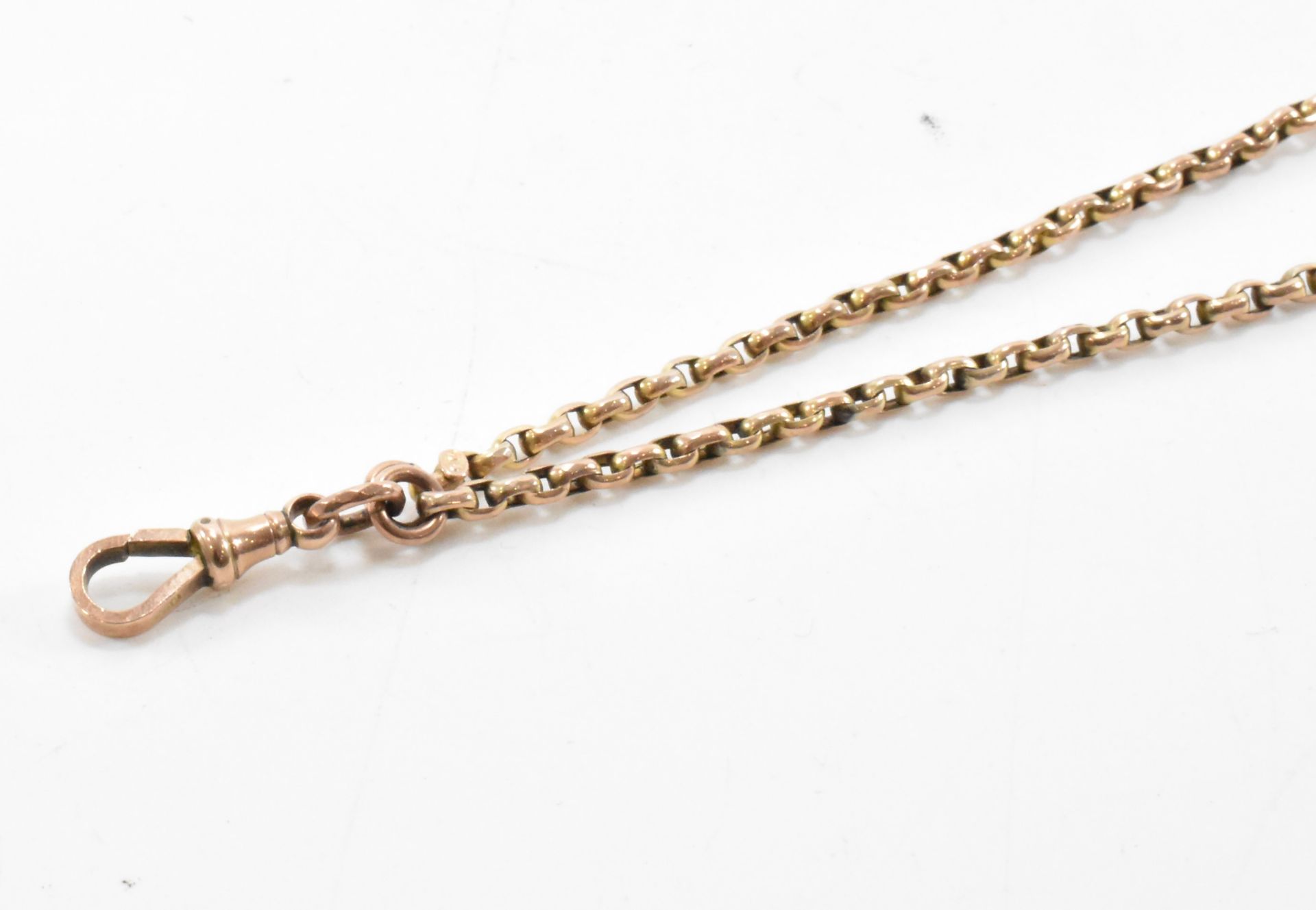 VICTORIAN YELLOW METAL LONG GUARD CHAIN - Image 4 of 5