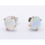 PAIR OF OPAL &GOLD STUD EARRINGS