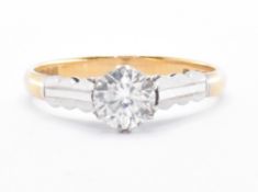 HALLMARKED 18CT GOLD & ZIRCON SOLITAIRE RING