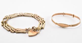 HALLMARKED 9CT GOLD GATE LINK BRACELET & BANGLE