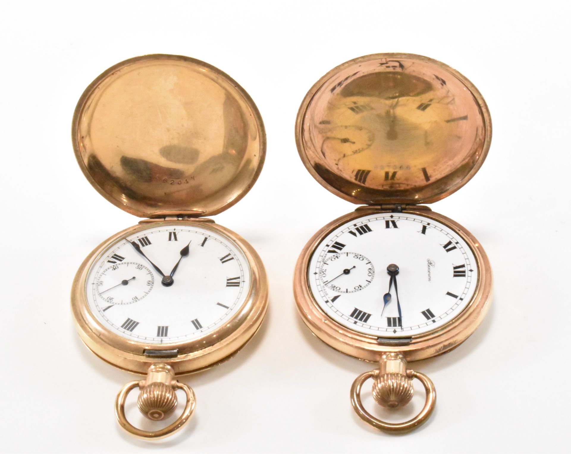TWO GOLD PLATED FULL HUNTER POCKET WATCHES - Image 2 of 4