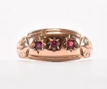 HALLMARKED 9CT GOLD & RUBY ANTIQUE RING