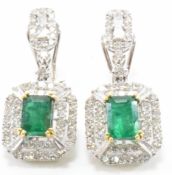 18CT EMERALD & DIAMOND EARRINGS