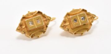 PAIR OF VICTORIAN 15CT GOLD & DIAMOND DROP EARRINGS