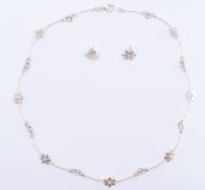 SILVER DAISY EARRINGS & NECKLACE SUITE