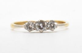 VINTAGE GOLD & DIAMOND THREE STONE RING