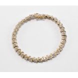 HALLMARKED 9CT GOLD & DIAMOND LINE BRACELET