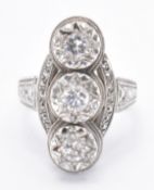 1920S ART DECO WHITE GOLD & DIAMOND PANEL RING