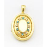 19TH CENTURY PEARL & TURQUOISE LOCKET