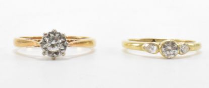 TWO ANTIQUE HALLMARKED 18CT GOLD & DIAMOND RINGS
