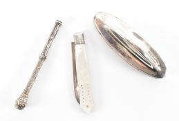 SILVER NAIL BUFFER WITH FRUIT KNIFE & MECHANICAL PENCIL