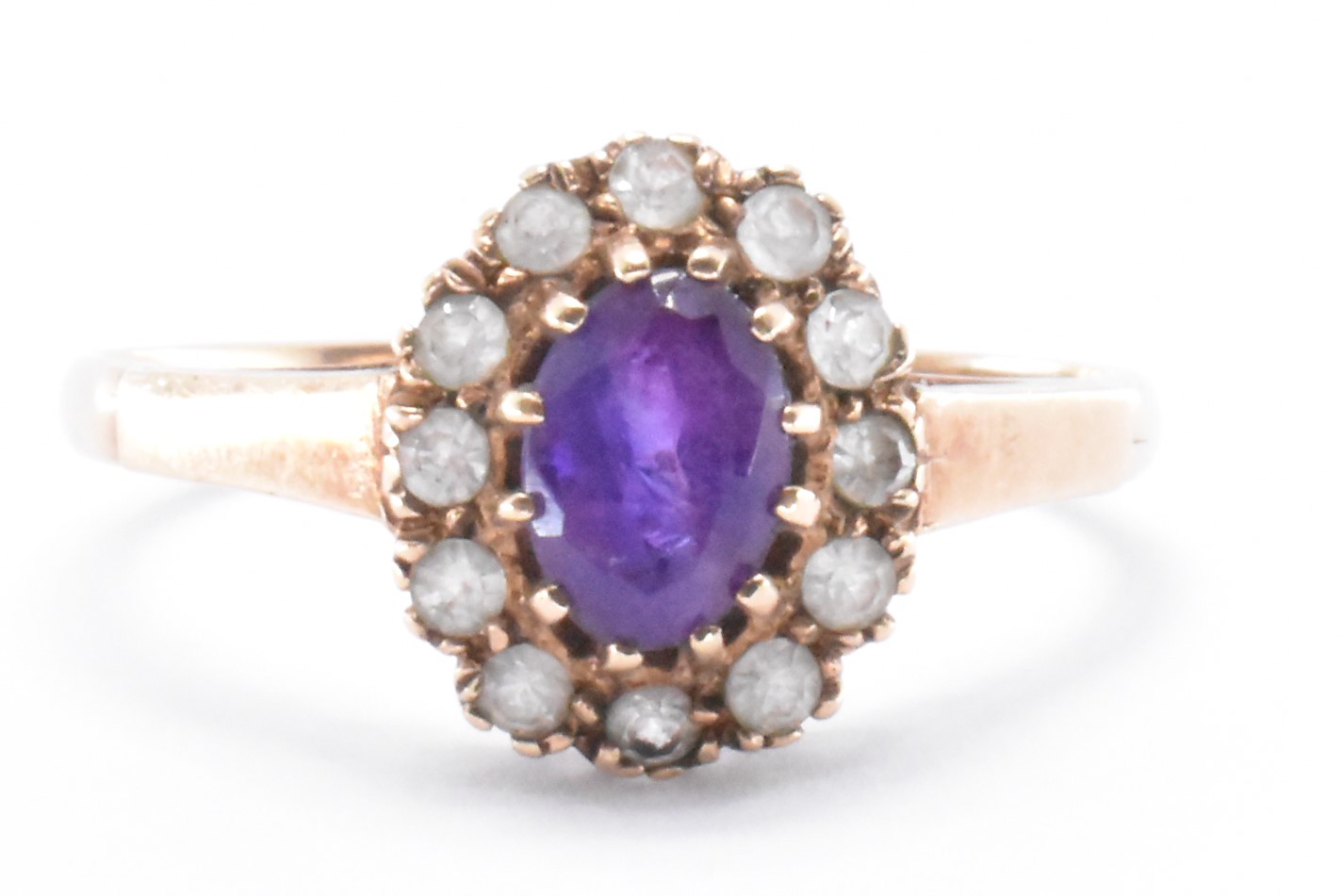 GOLD AMETHYST & WHITE STONE CLUSTER RING