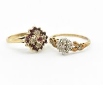 TWO HALLMARKED 9CT GOLD CLUSTER RINGS