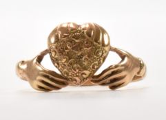 VICTORIAN 9CT GOLD HEART CLADDAGH RING