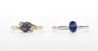 TWO HALLMARKED 9CT GOLD STONE SET RINGS
