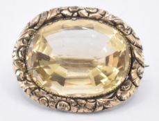 19TH CENTURY GOLD & CITRINE BROOCH PIN