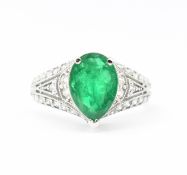 EMERALD & DIAMOND DOME RING