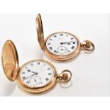 TWO GOLD PLATED FULL HUNTER POCKET WATCHES