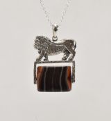 SILVER & AGATE SWIVEL FOB PENDANT NECKLACE