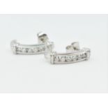 PAIR HALLMARKED 18CT WHITE GOLD & DIAMOND EARRINGS