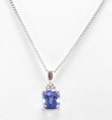 GOLD TANZANITE & DIAMOND PENDANT NECKLACE