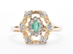 14CT GOLD EMERALD & DIAMOND DRESS RING