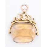 HALLMARKED 9CT GOLD & CITRINE SWIVEL FOB