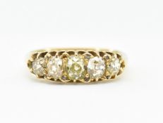 VICTORIAN 18CT GOLD & DIAMOND 5 STONE RING