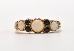 HALLMARKED 9CT GOLD OPAL & SAPPHIRE RING