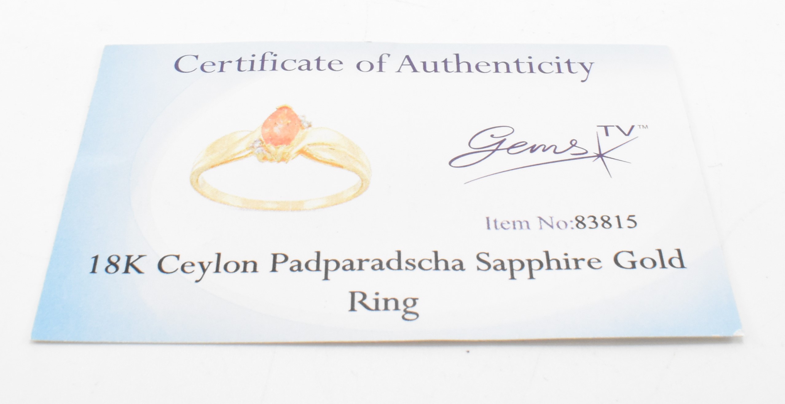 HALLMARKED 18CT GOLD PADPARADSCHA SAPPHIRE & DIAMOND RING - Image 14 of 17