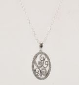 WHITE GOLD & DIAMOND PENDANT WITH SILVER CHAIN NECKLACE