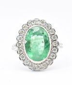 EMERALD & DIAMOND CLUSTER RING