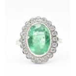 EMERALD & DIAMOND CLUSTER RING