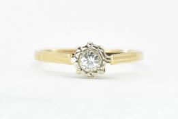 HALLMARKED 9CT GOLD DIAMOND SOLITAIRE RING