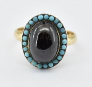 VICTORIAN 18CT GOLD GARNET & TURQUOISE RING