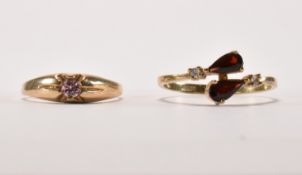 TWO HALLMARKED STONE SET RINGS