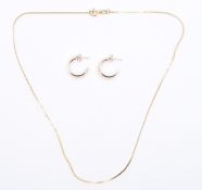 HALLMARKED 9CT GOLD NECKLACE CHAIN & GOLD HOOP EARRINGS