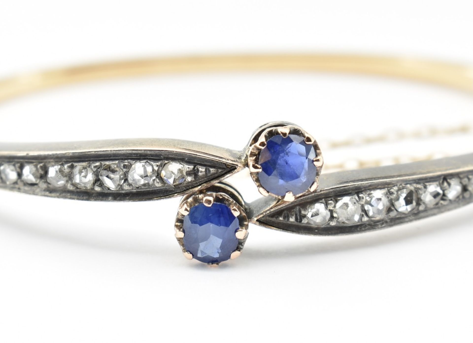 ANTIQUE FRENCH SAPPHIRE & DIAMOND BANGLE - Image 2 of 8