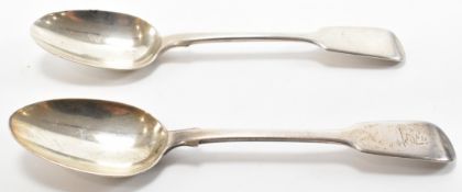 TWO 19TH CENTURY SILVER HALLMARKED FIDDLE PATTERN SPOONS