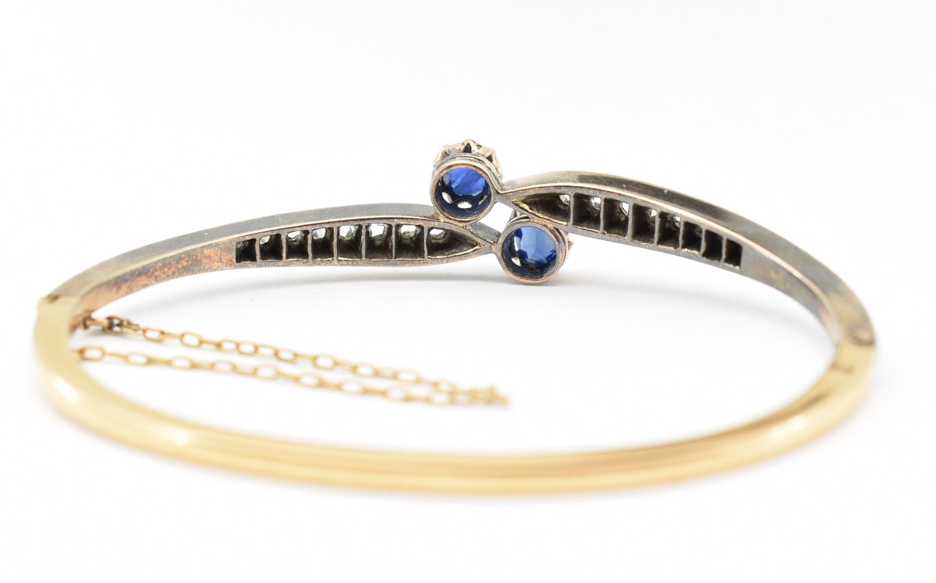 ANTIQUE FRENCH SAPPHIRE & DIAMOND BANGLE - Image 5 of 8