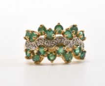 HALLMARKED 9CT GOLD & EMERALD CLUSTER RING