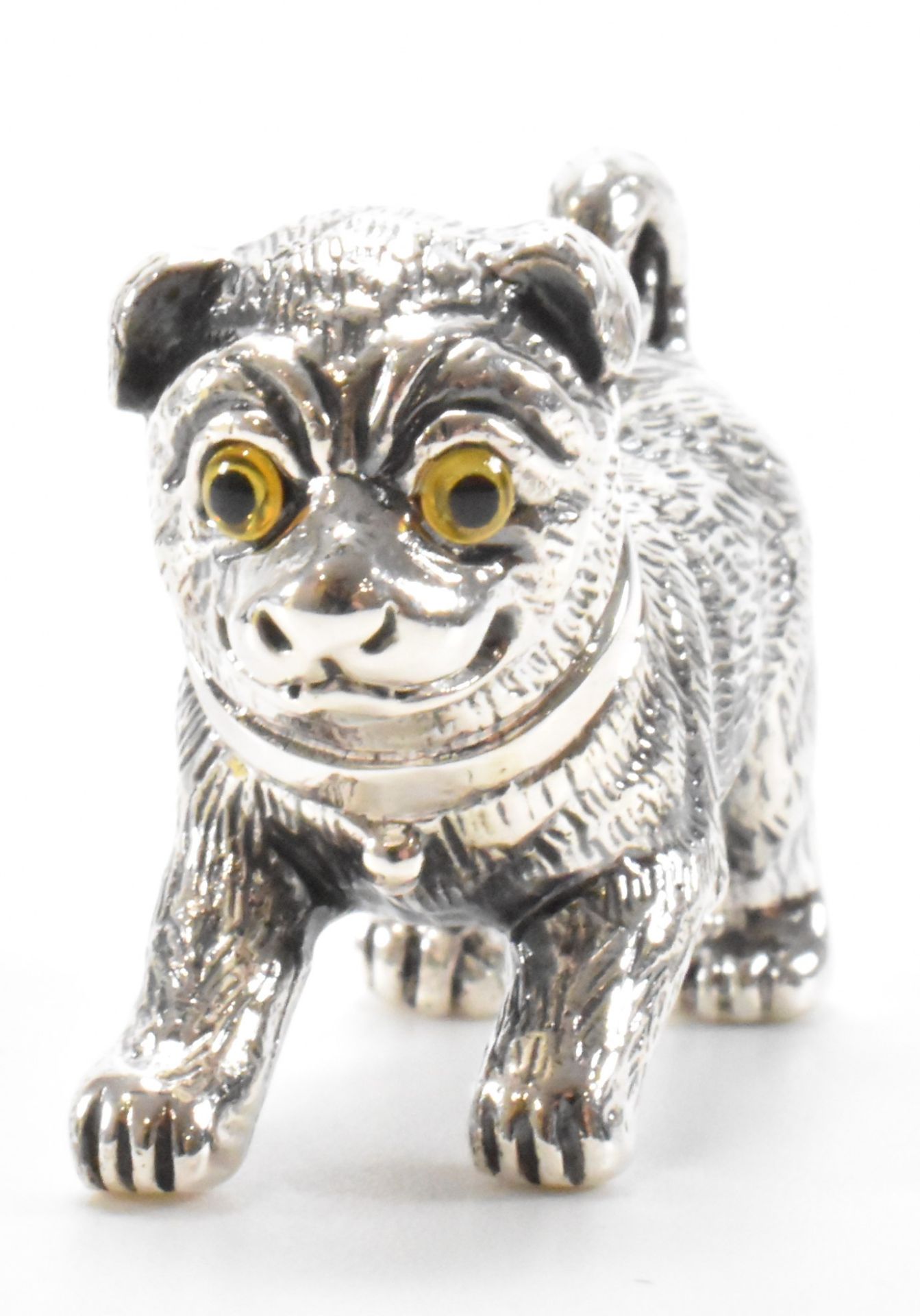 SILVER PUG DOG FIGURINE