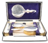 1930S BARKER BROTHERS SILVER BACK DRESSING TABLE SET