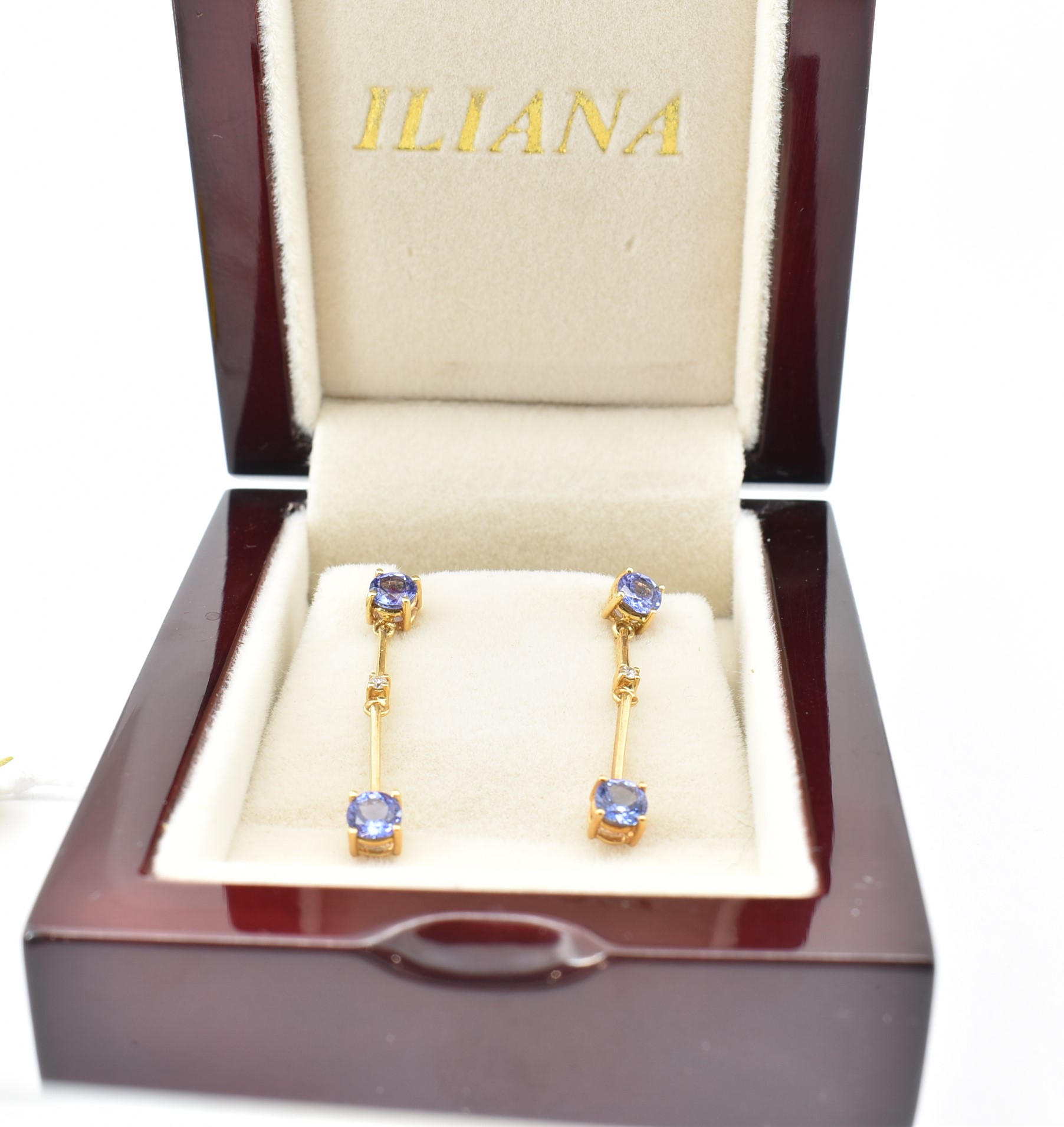 18CT GOLD TANZANITE & DIAMOND DROP EARRINGS - Image 6 of 7