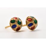 PAIR OF VINTAGE GOLD ENAMELLED STUD EARRINGS