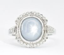 STAR SAPPHIRE & DIAMOND RING