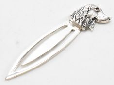 SILVER & RED STONE DOG BOOK MARK