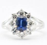 HALLMARKED SAPPHIRE & DIAMOND CLUSTER RING